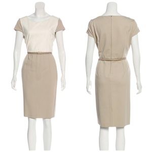 Max Mara Cream Sheath Belted Dress